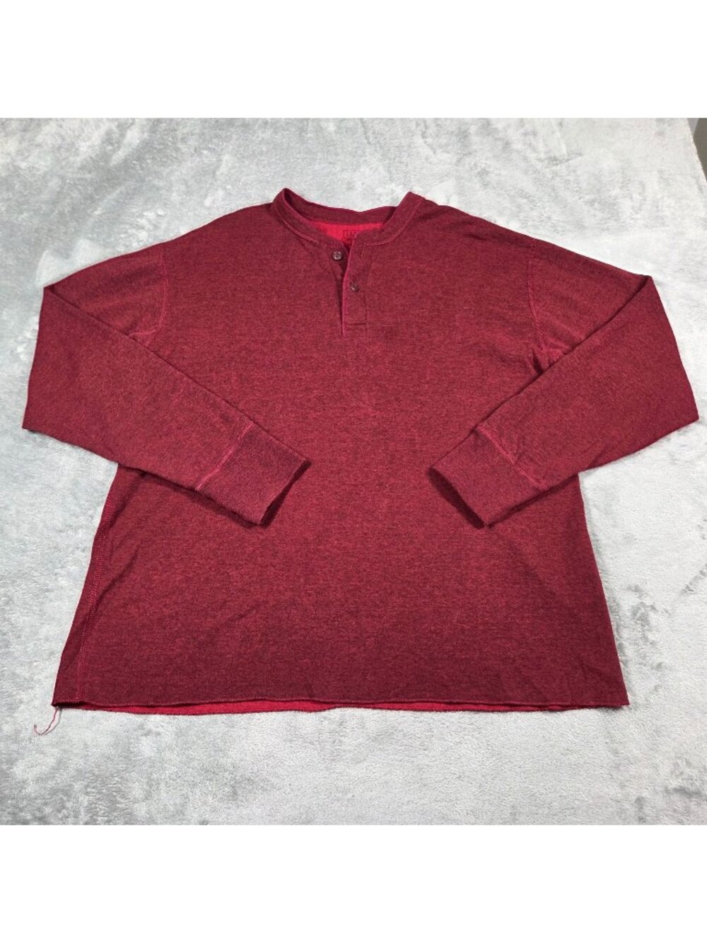 LL Bean Shirt Mens XL Red River Drivers Two Layer Henley Wool Blend Hiking Base
